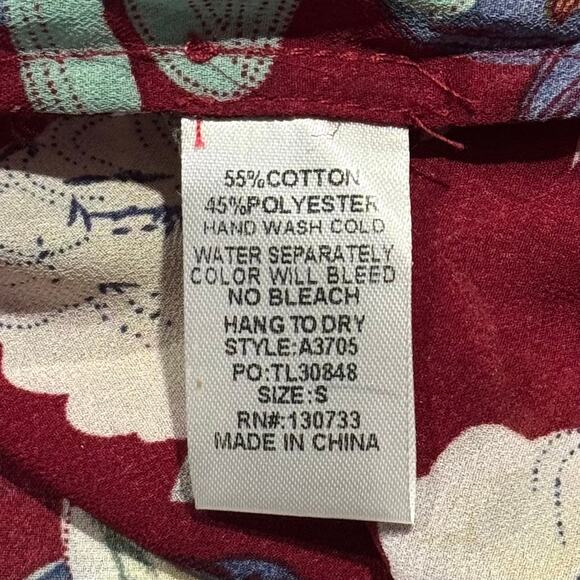 Umgee Top Floral Sheer Oversized Tie Front Cottage Boho Prairie Romantic Small - Picture 4 of 5